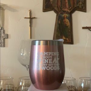 “Camping without Wine... Rose gold wine tumbler